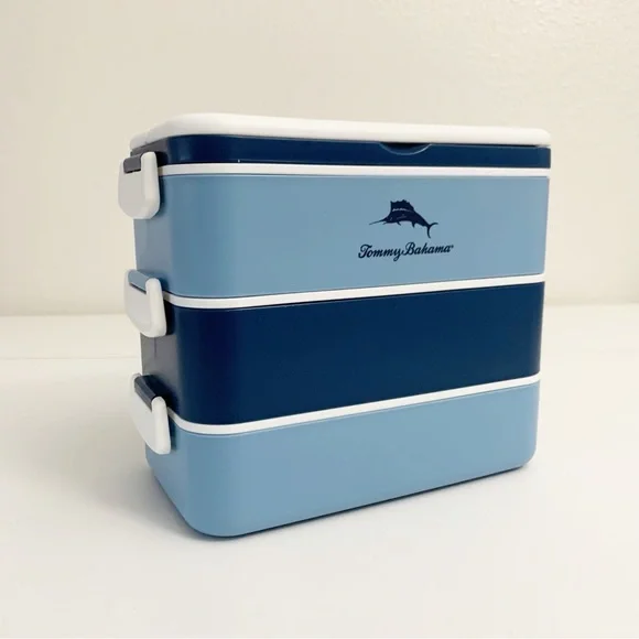 Tommy Bahama "Bento Box" 3 Layer Blue & White ~ NIB - Picture 3 of 9